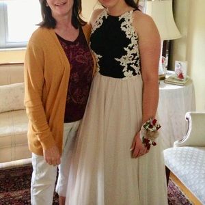 Tan and Black Prom Dress